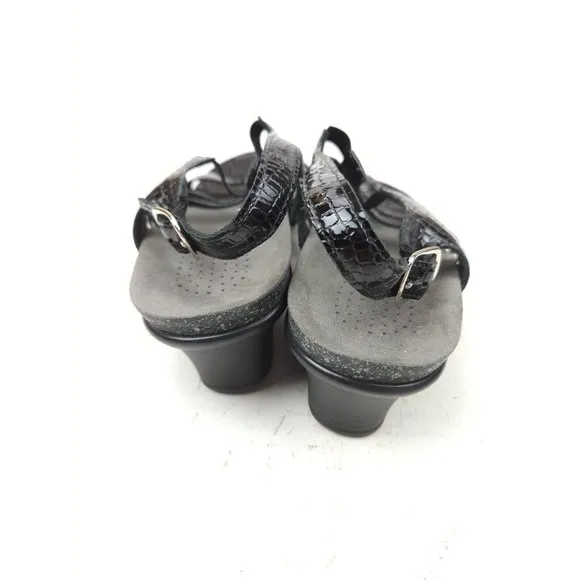 SAS Black Snake Print Women's Tripad Comfort T Strap Sandals Size 10.5 M