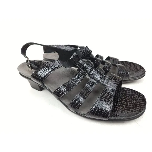 SAS Black Snake Print Women's Tripad Comfort T Strap Sandals Size 10.5 M