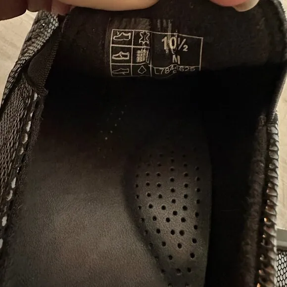 SAS Dream 10.5 Wide Black Snake Skin Pattern Slip On Loafers Comfort Shiny USA