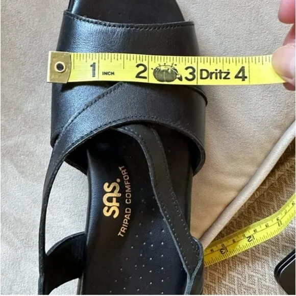SAS Leather Caress Black Ortho Comfort Sandals Size 9