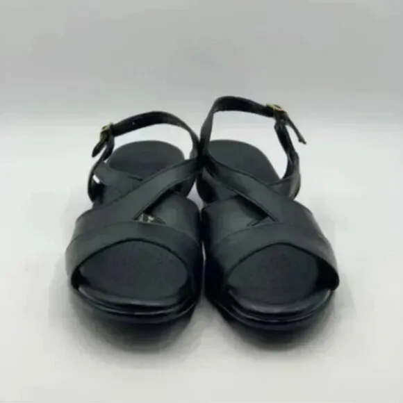 SAS Leather Caress Black Ortho Comfort Sandals Size 9