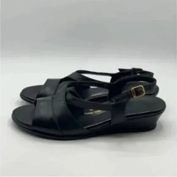 SAS Leather Caress Black Ortho Comfort Sandals Size 9