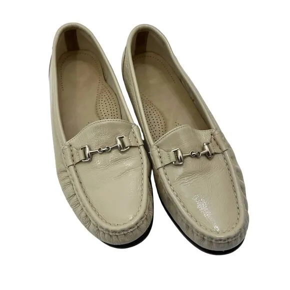 SAS Tripad Comfort Slip-On Loafers Horsebit Patent Leather Beige | Size: 9.5M