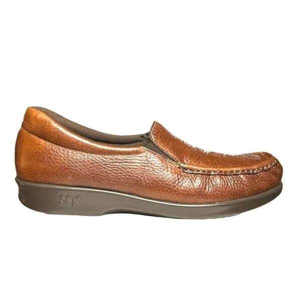 SAS Women’s Twin Slip On Leather Loafers Brown Size 9 Slim