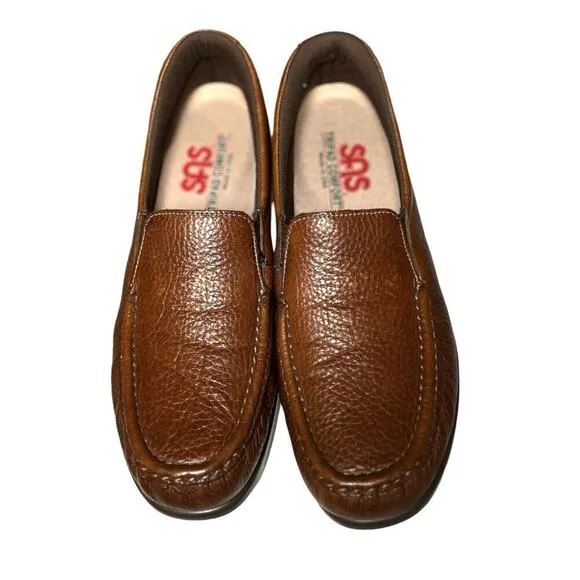SAS Women’s Twin Slip On Leather Loafers Brown Size 9 Slim