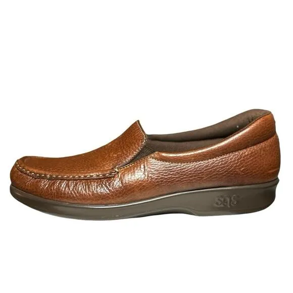 SAS Women’s Twin Slip On Leather Loafers Brown Size 9 Slim