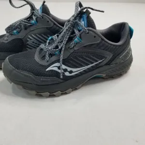 Saucony Excursion TR15 Womens 9.5W Wide Black Teal Trail Running Shoes S10671-20