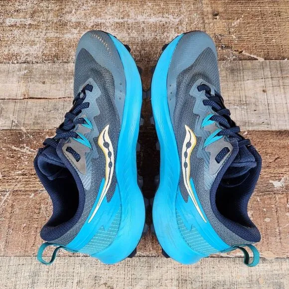 Saucony Peregrine 14 Women Size 8 Blue Trail Athletic Gym Train Running Sneakers