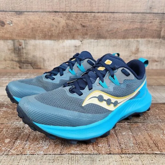 Saucony Peregrine 14 Women Size 8 Blue Trail Athletic Gym Train Running Sneakers
