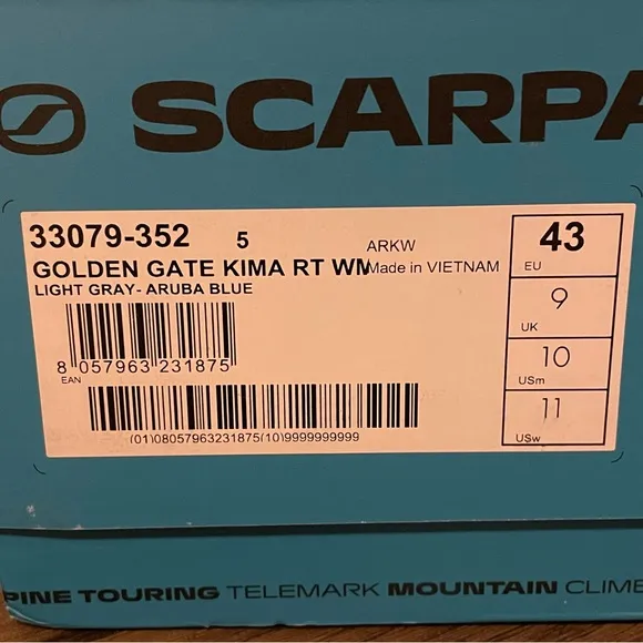 Scarpa Golden Gate Kima RT Women’s 11 Men's 10 Trail Running Sneaker Aruba Blue