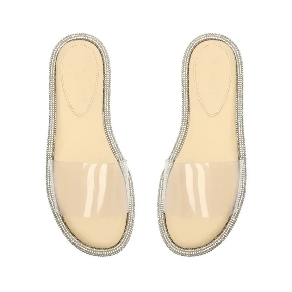 Schutz - Alcina Clear Strap Rhinestone Sandals Sz 8.5