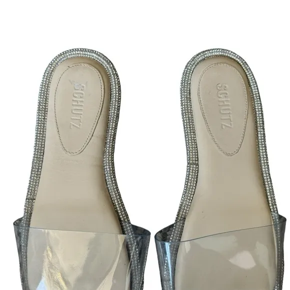 Schutz - Alcina Clear Strap Rhinestone Sandals Sz 8.5