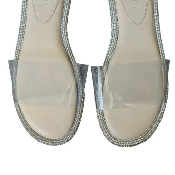 Schutz - Alcina Clear Strap Rhinestone Sandals Sz 8.5