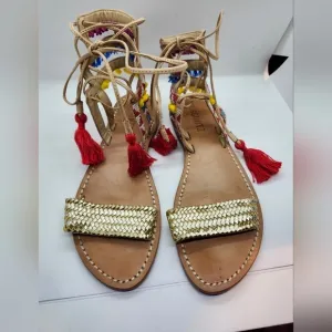 Schutz Anika NWOT leather gladiator embroidered sandal sz 7B