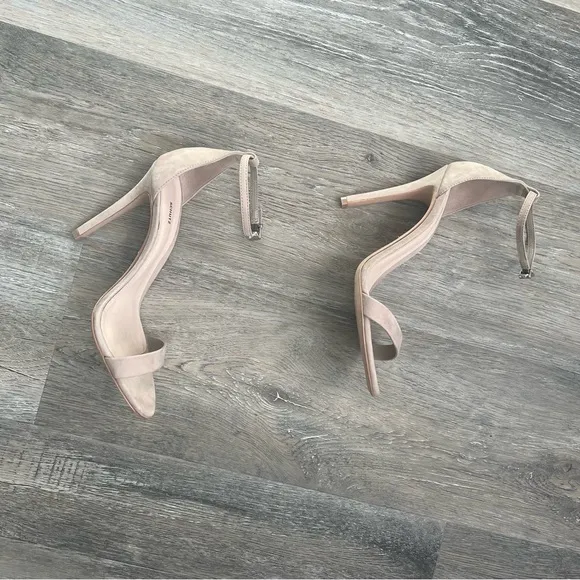 Schutz classic ankle strap suede nude sandals