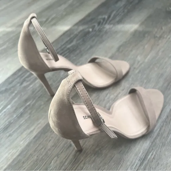 Schutz classic ankle strap suede nude sandals