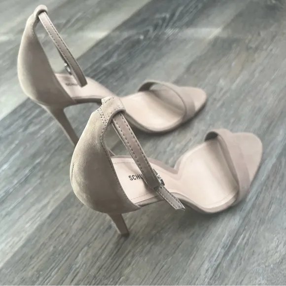 Schutz classic ankle strap suede nude sandals