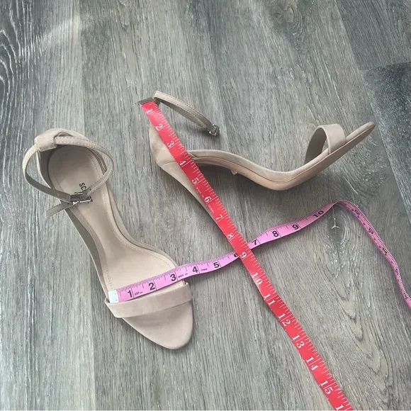 Schutz classic ankle strap suede nude sandals