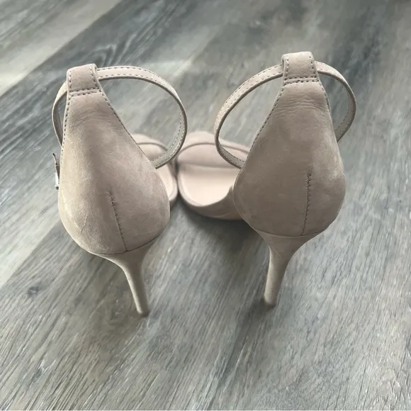 Schutz classic ankle strap suede nude sandals