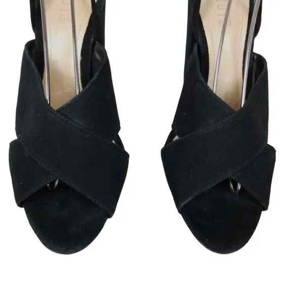 Schutz Damila Wraparound Tassel Suede Sandals Black Sz 8.5