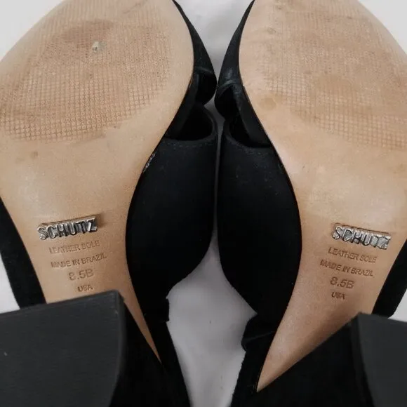 Schutz Damila Wraparound Tassel Suede Sandals Black Sz 8.5
