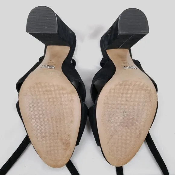 Schutz Damila Wraparound Tassel Suede Sandals Black Sz 8.5