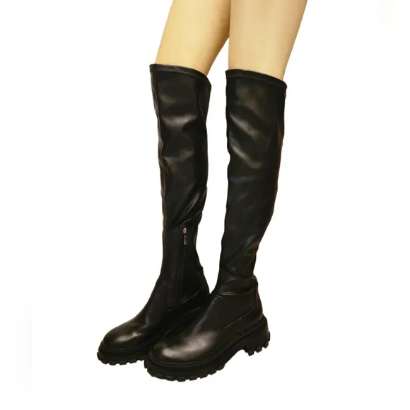 Schutz Kendy Up Leather Boot Color Black Size 10B NWB