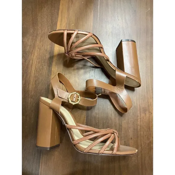 Schutz Mahi Block Sandals in New Caramelo 9 Womens High Heels