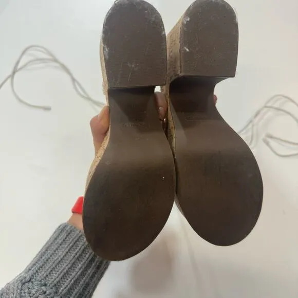 Schutz Maxima Cutout Platform  clogs sandals lace up Size 7,5
