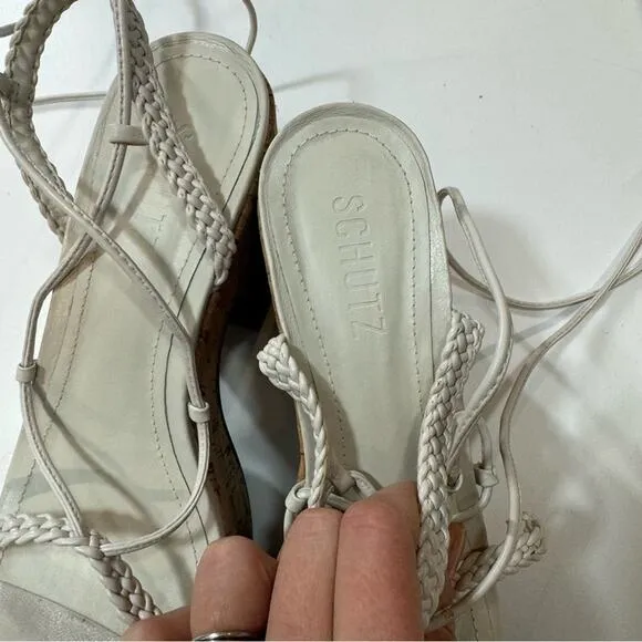 Schutz Maxima Cutout Platform  clogs sandals lace up Size 7,5