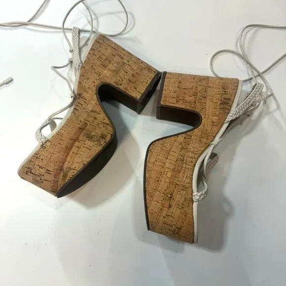 Schutz Maxima Cutout Platform  clogs sandals lace up Size 7,5