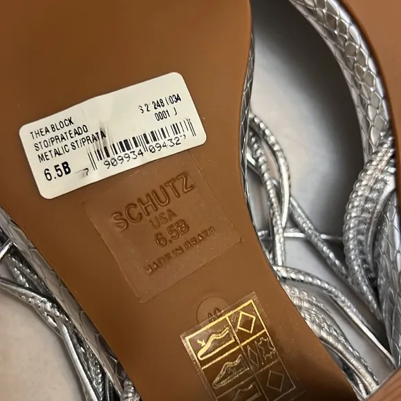 Schutz Thea Block Leather Ankle Wrap Dress Sandals