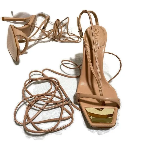 SCHUTZ  VIKKI LEATHER SANDALS