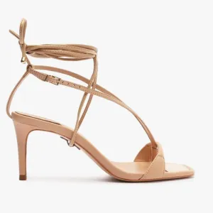 SCHUTZ Vikki Low T strap lace up leather Sandals heels 5.5‎