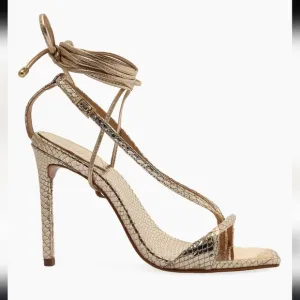 Schutz Vikki Metallic Snake-Embossed Sandals NWOT SZ 6.5