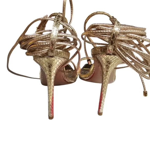 Schutz Vikki Metallic Snake-Embossed Sandals NWOT SZ 6.5