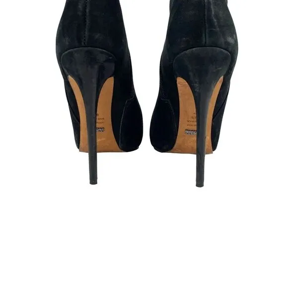 Schutz Womens Boots Platform Black Suede Leather High Heels Size 9.5B