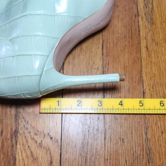 Schutz x Bala Maryana Limited Edition Crocodile-Embossed Sage Leather Boots RARE