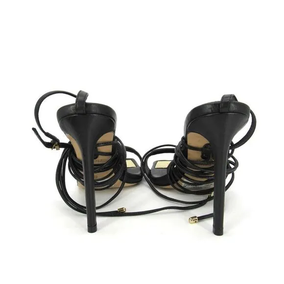 SCHUTZ Vikki Ankle Tie High Heel Sandals in Black SZ 8