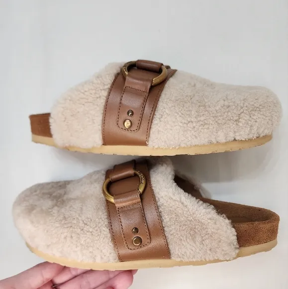 See by Chloé Beige Sherpa Gema Loafers Size  37 (US 6.5)