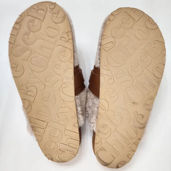 See by Chloé Beige Sherpa Gema Loafers Size  37 (US 6.5)