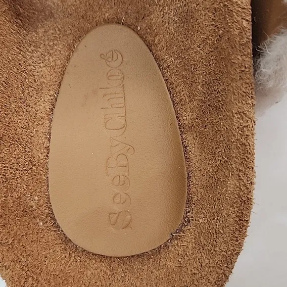 See by Chloé Beige Sherpa Gema Loafers Size  37 (US 6.5)