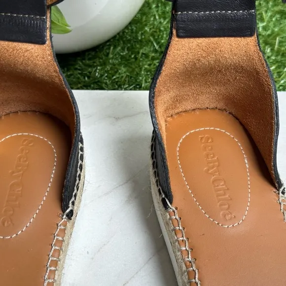 SEE BY CHLOE Glyn leather Espadrille Sandals $280 size 37 US 6.5