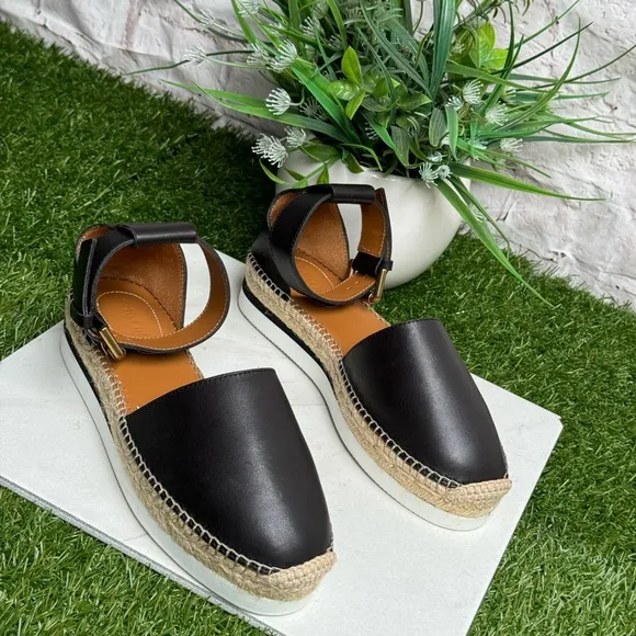 SEE BY CHLOE Glyn leather Espadrille Sandals $280 size 37 US 6.5
