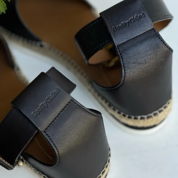 SEE BY CHLOE Glyn leather Espadrille Sandals $280 size 37 US 6.5
