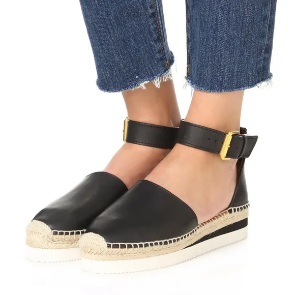 SEE BY CHLOE Glyn leather Espadrille Sandals $280 size 37 US 6.5