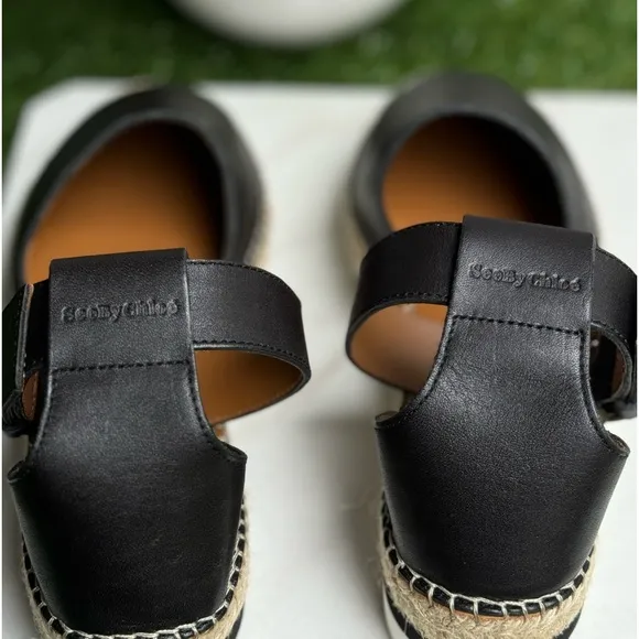SEE BY CHLOE Glyn leather Espadrille Sandals $280 size 37 US 6.5