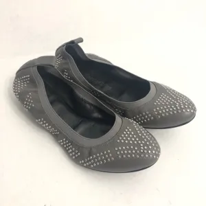 See by Chloe Gray Leather Studded Ballet Flats
