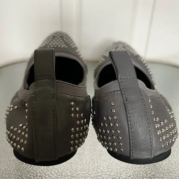 See By Chloe Gray Studded Leather Ballet Flats Size 6.5