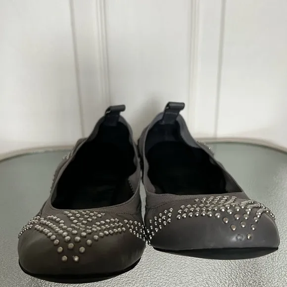 See By Chloe Gray Studded Leather Ballet Flats Size 6.5